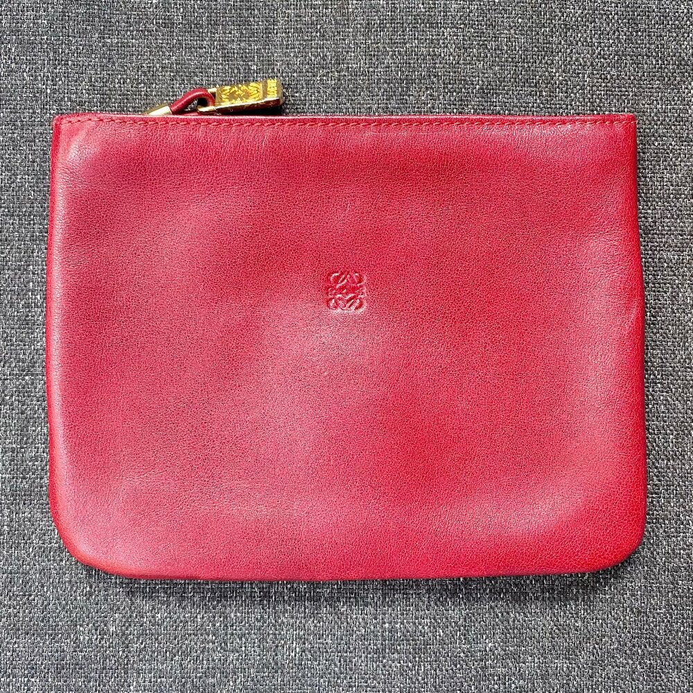 Loewe Anagram Red Calfskin Leather Pouch